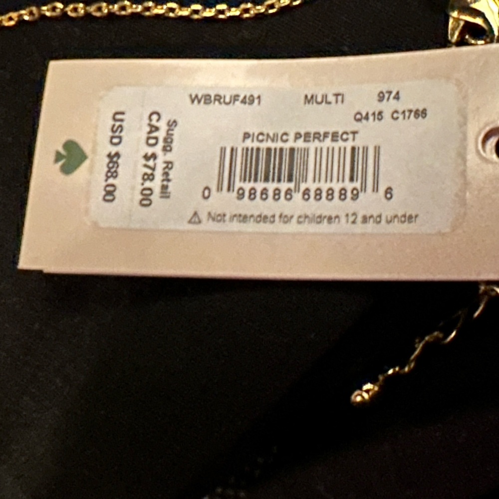 NWT Kate Spade New York Flower & Strawberry Pendant Necklace, 16 inch chain - Picture 6 of 6